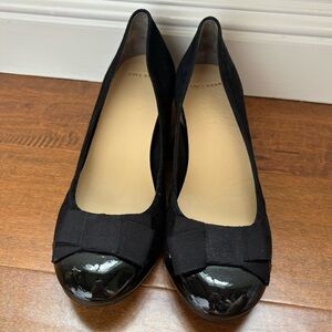 NWOT Cole Haan Black Tali Flow Bow Wedge Suede Leather
